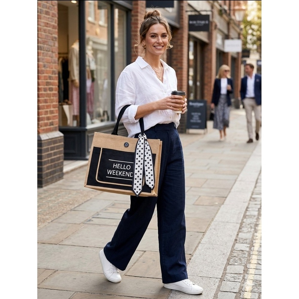 Baliboo Totebag, black canvas, Letters embroidered, and Yute fabric 17" by 13"